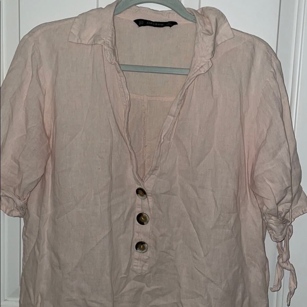 Zara Basic Pink Tunic With Buttons Collar Size Xs - image 4